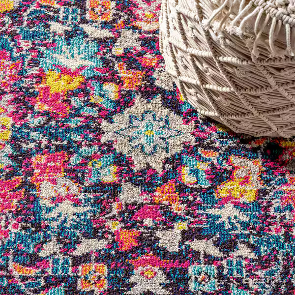 Modern Multi/Purple 8 ft. x 12 ft. Persian Boho Floral Area Rug