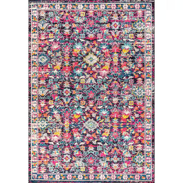 Modern Multi/Purple 8 ft. x 12 ft. Persian Boho Floral Area Rug