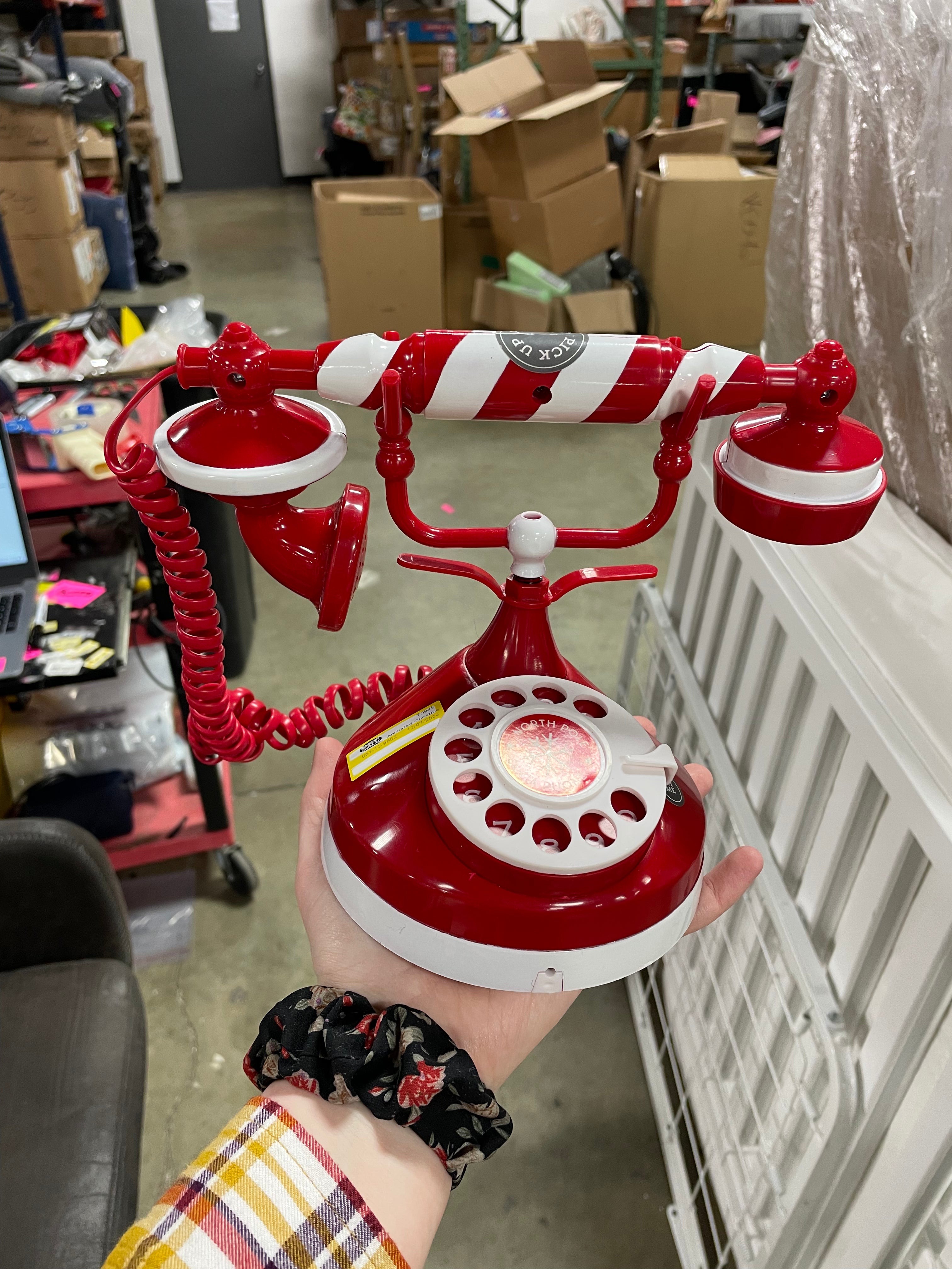 Animated Christmas Candy Striped North Pole Antique Telephone, final cut