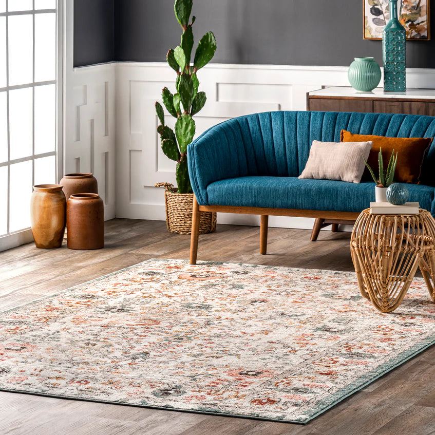 Lenore Vintage Floral Area Rug  6' 7" x 9'