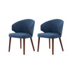 Nuria Navy Upholstered Dining Chair with Wing Back and Solid Wood Tapered Legs Set of 2