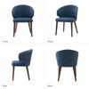 Nuria Navy Upholstered Dining Chair with Wing Back and Solid Wood Tapered Legs Set of 2