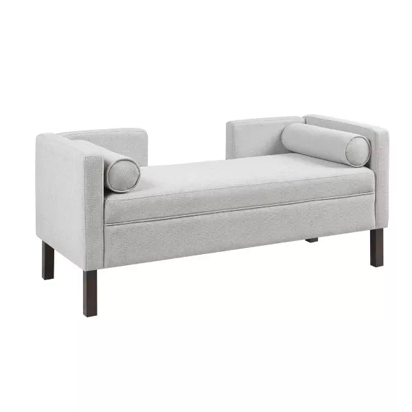 Blakely Upholstered Accent Bench Gray, SHOWROOM ITEM – Salvage & Co Indy