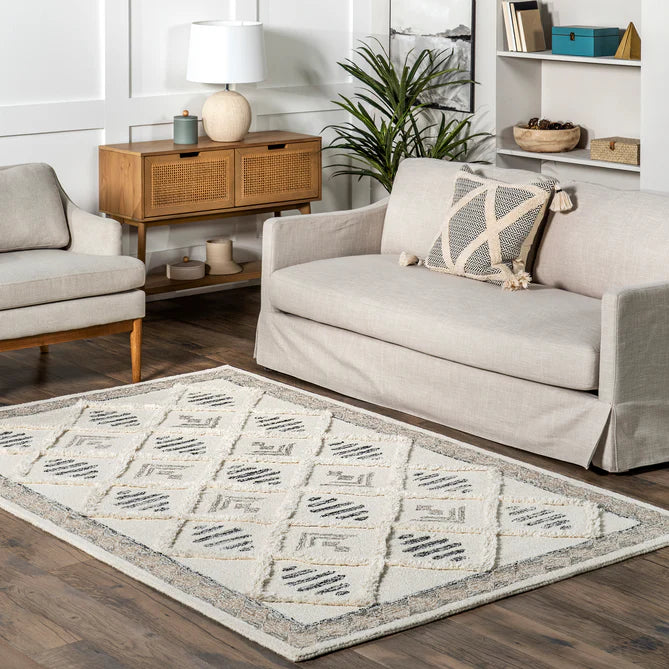 Gerda Modern Trellis Wool Area Rug