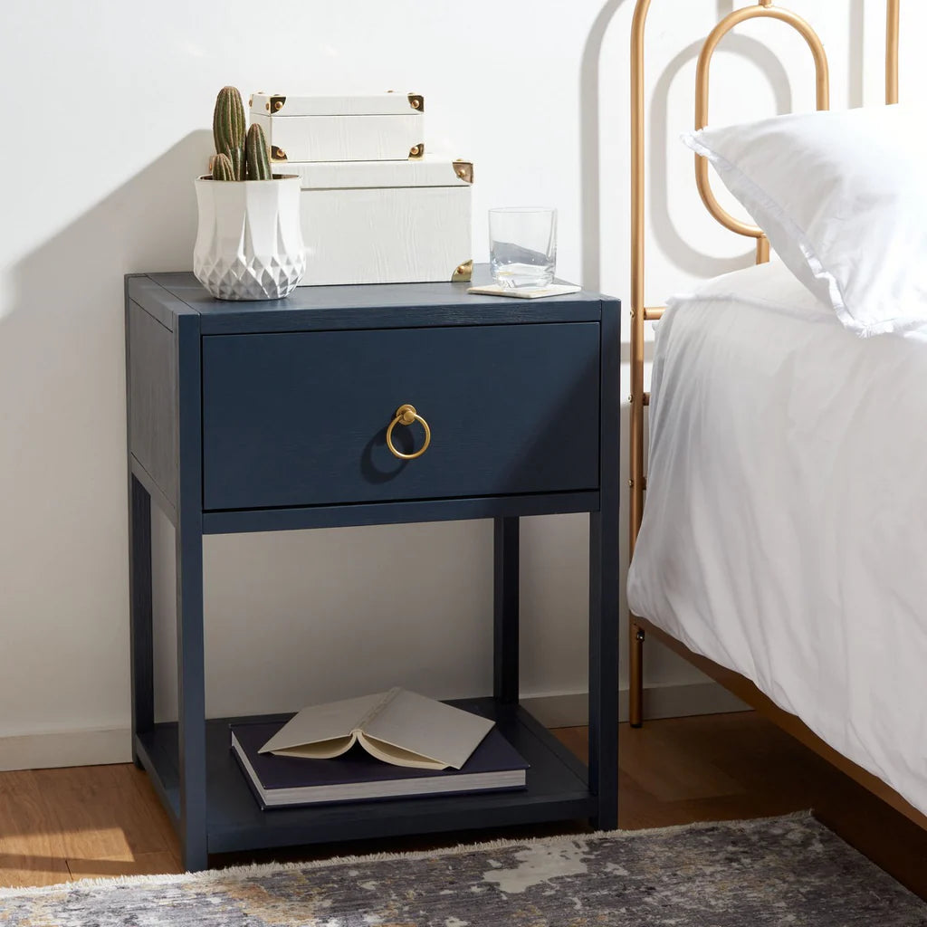 Yudi 1 Drawer 1 Shelf Nightstand - Navy