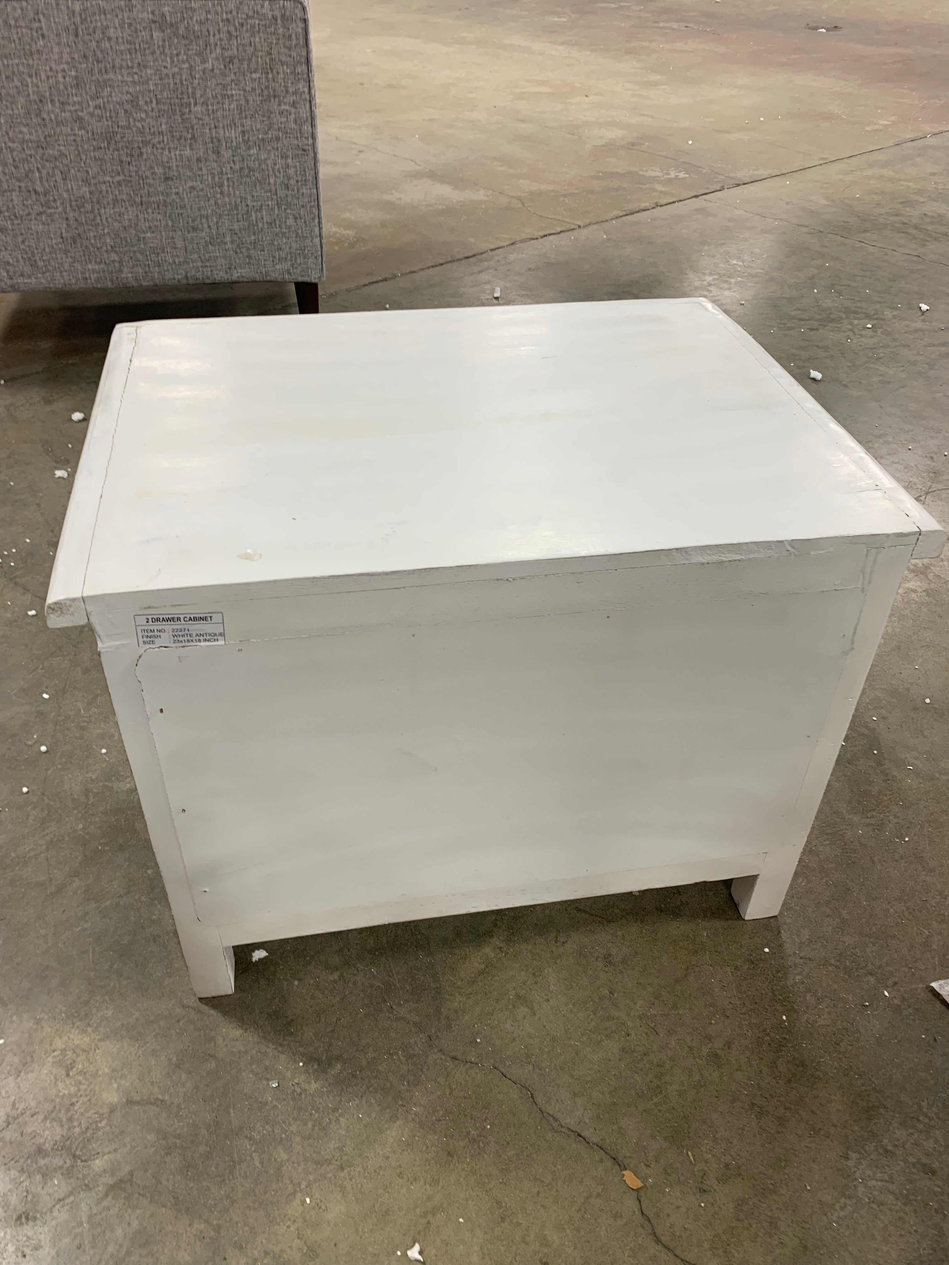 2-Drawers Antique White Wooden Nightstand