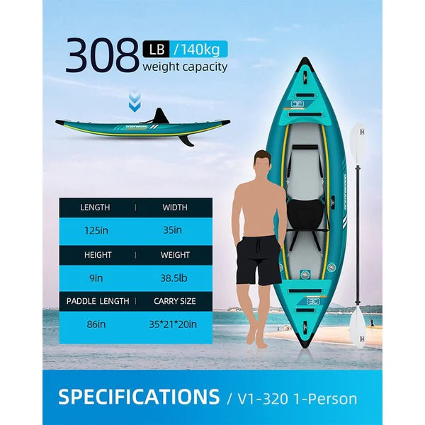 OCEANBROAD INFLATABLE KAYAK 1-PERSON, BLUE