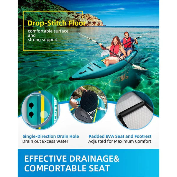 OCEANBROAD INFLATABLE KAYAK 1-PERSON, BLUE