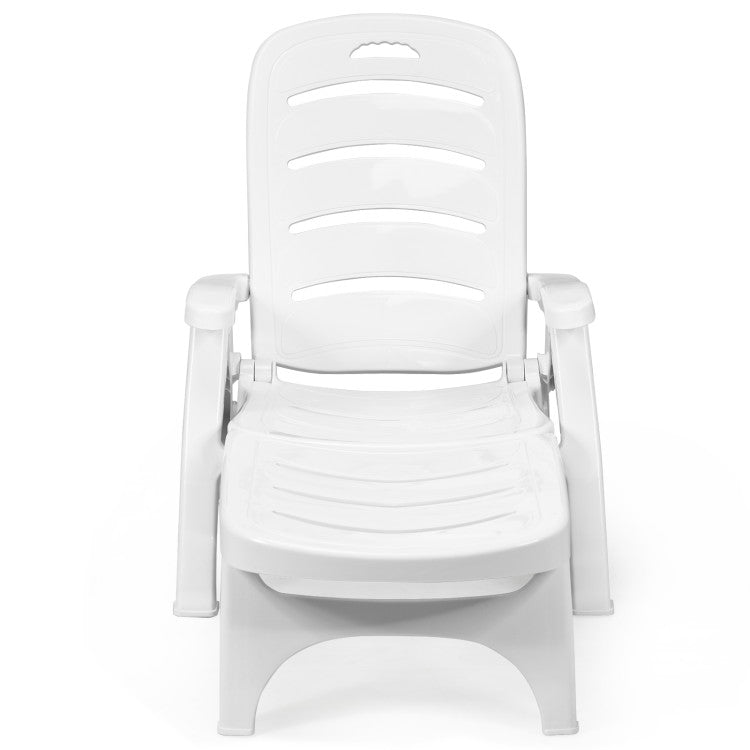 5 Position Adjustable Folding Lounger Chaise Chair with Wheels