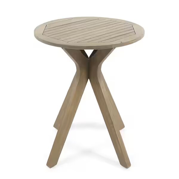 Outdoor Round Wood Side Table for Porch Patio Garden