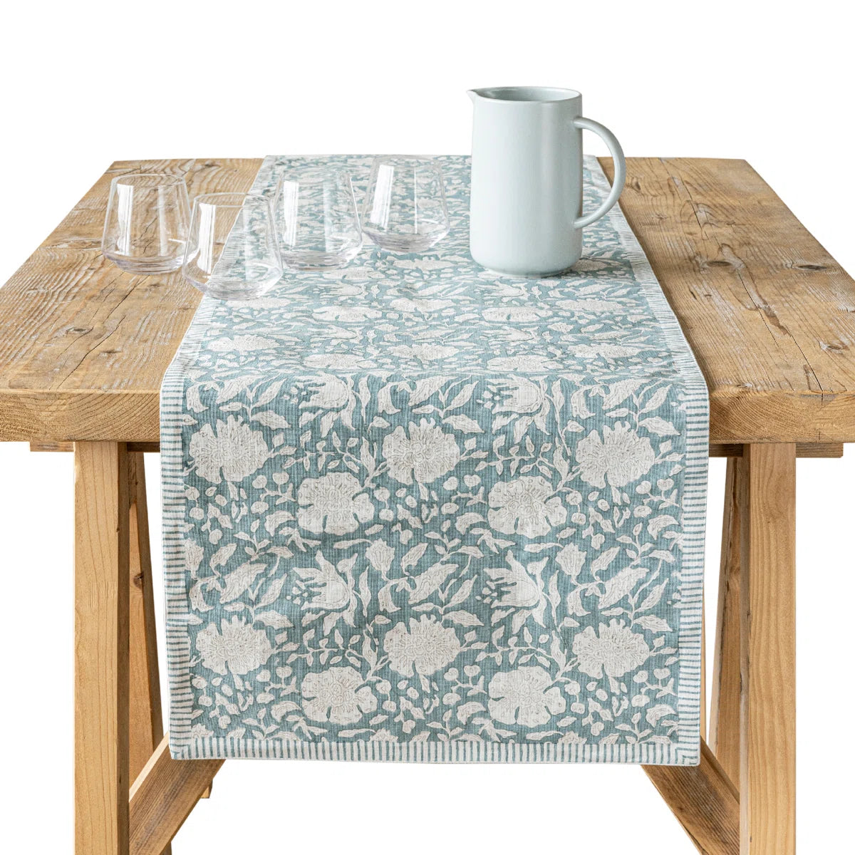Hand-Blocked Printed Cotton Table Runner