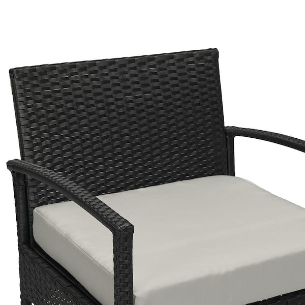 3-Piece Wicker Patio Conversation Set with Tan Cushions