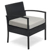 3-Piece Wicker Patio Conversation Set with Tan Cushions