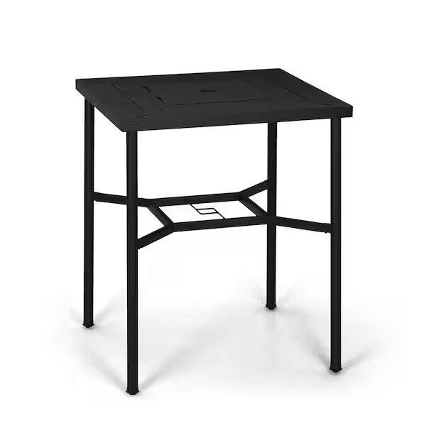 Black Patio Square Metal Bar Height Outdoor Dining Table