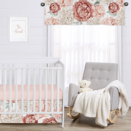 Peony Floral Garden Pink and Ivory Collection Window Valance