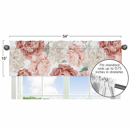 Peony Floral Garden Pink and Ivory Collection Window Valance