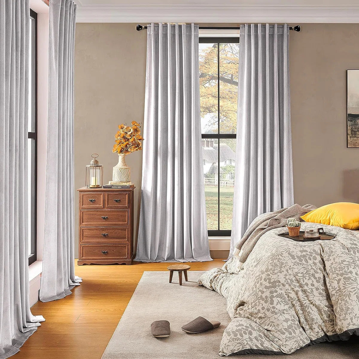 Ike Solid 70%-85% Blackout Rod Pocket Back Curtain Panels (Set of 2)