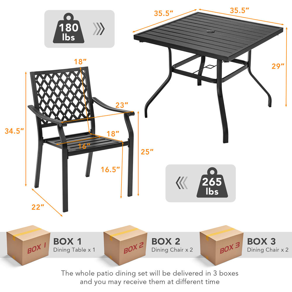 2-Piece Patio Dining Stackable Chairs Armrest