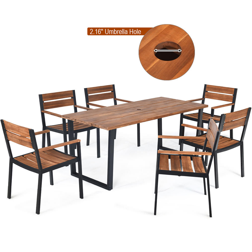 3-Pieces Patented Patio Dining Chair Acacia Wood