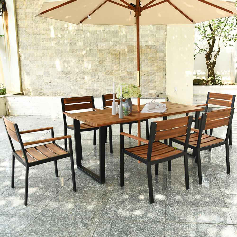 3-Pieces Patented Patio Dining Chair Acacia Wood