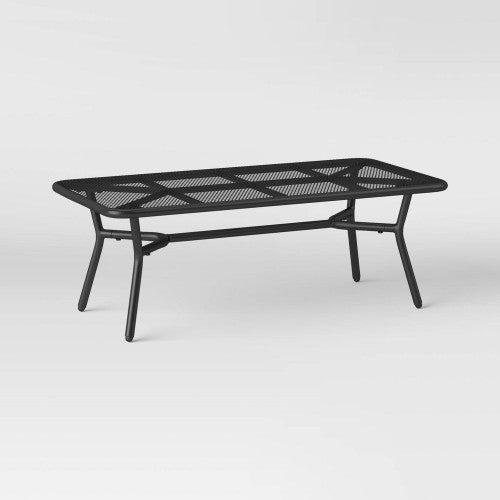 Metal Mesh Outdoor Patio Coffee Table Low-Profile, Black