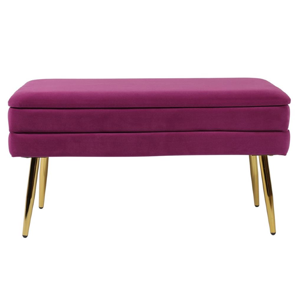 Yuki Modern Classic Purple Velvet Upholstered Storage Bench