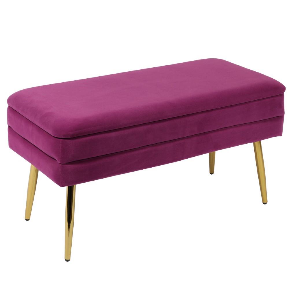 Yuki Modern Classic Purple Velvet Upholstered Storage Bench