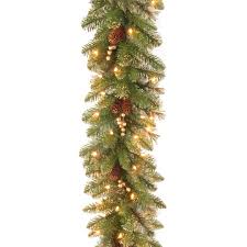 Pre-lit Glitter Artificial Christmas Pine Garland with Cones, final cut