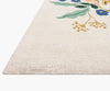 Les Fleurs Floral Vines Ivory Wool-Hooked Rug, 1-6