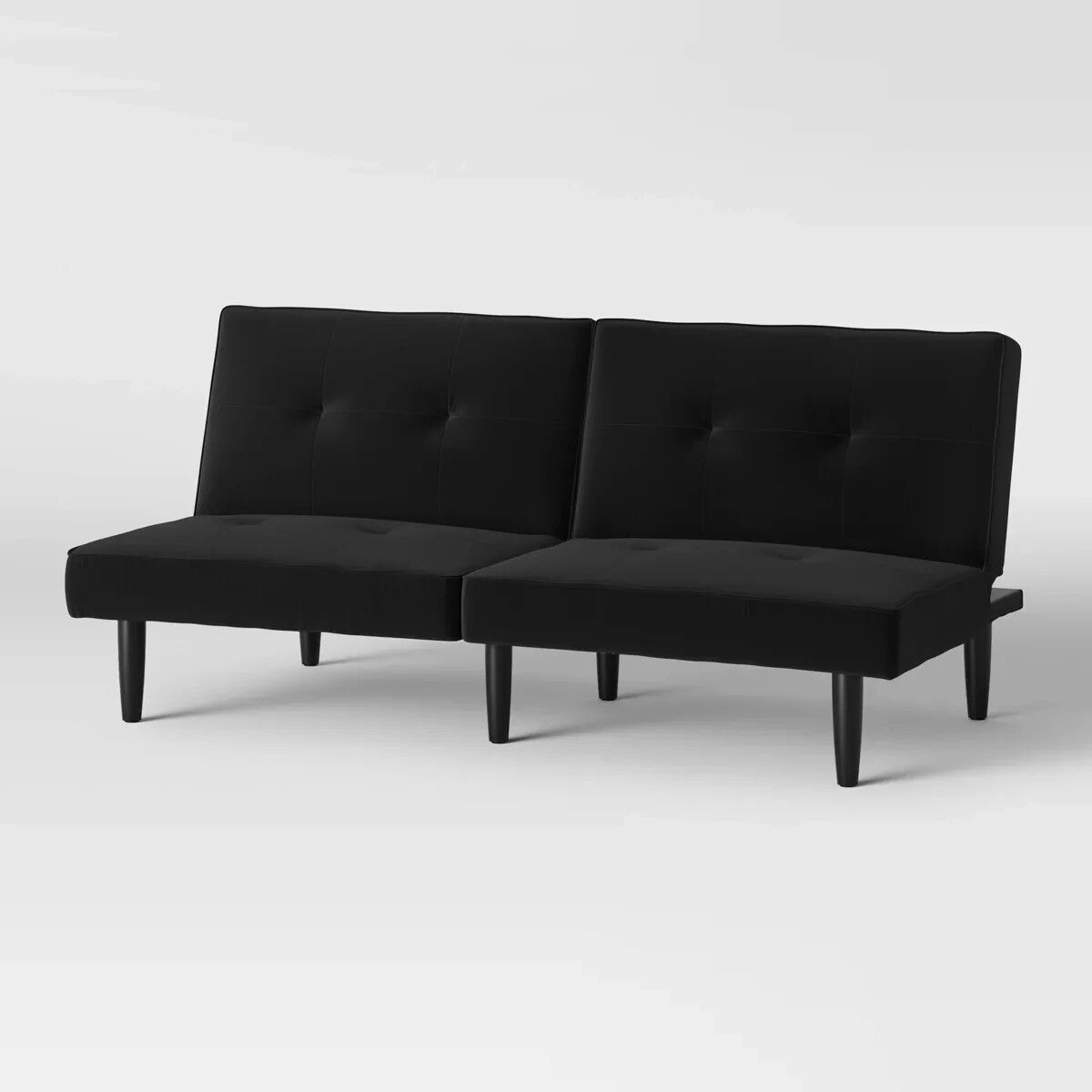 69" Tufted Dorm Futon Sofa - Black SHOWROOM ITEM