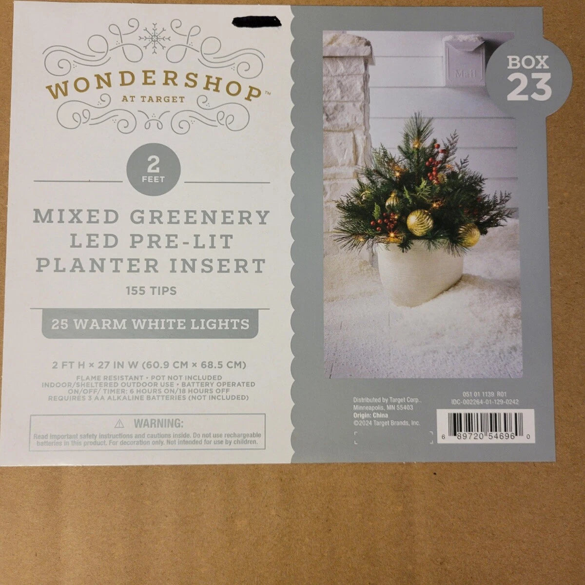 Pot " Insert" Pre Light LED Warm White Christmas Planter Greenery, final cut