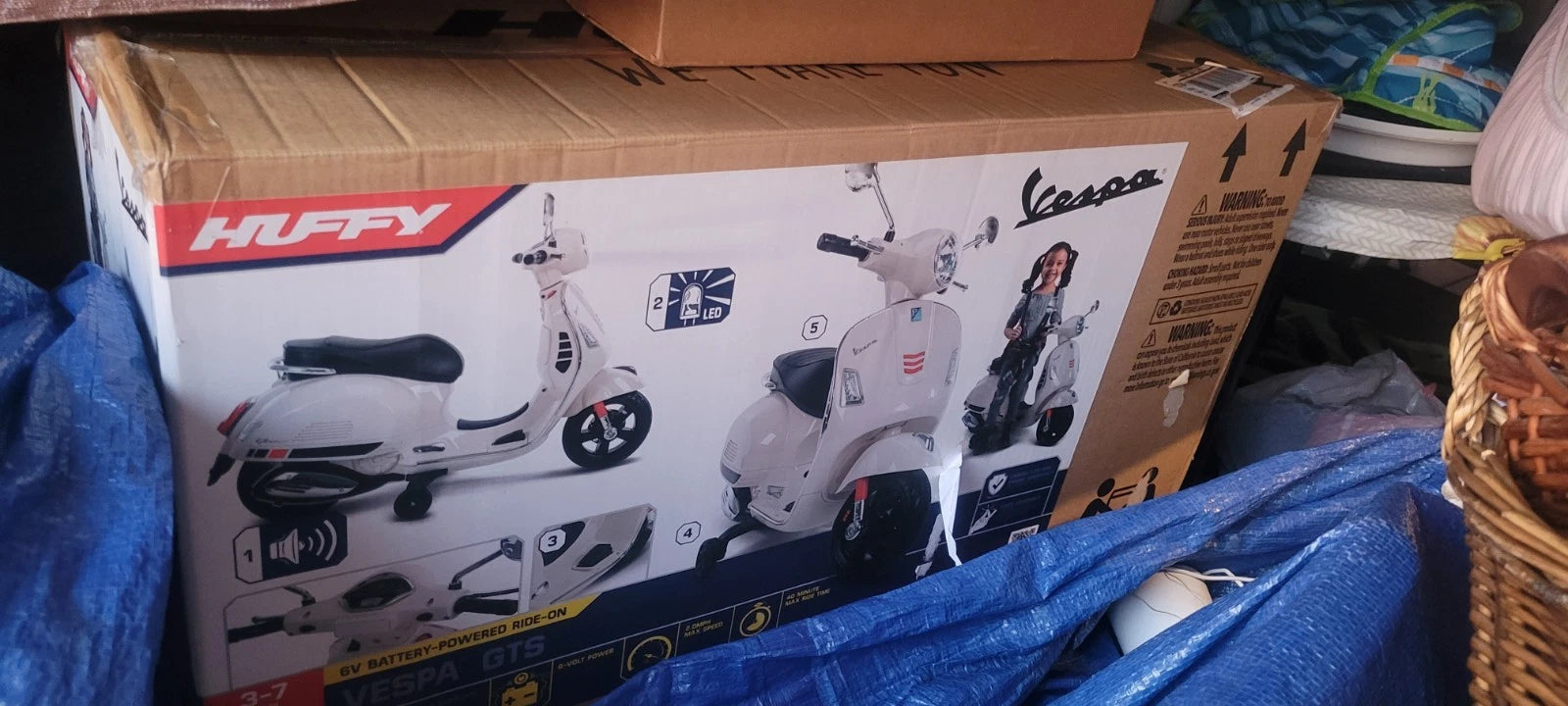 6V Vespa Ride-On Electric Scooter Kids Ideal , White