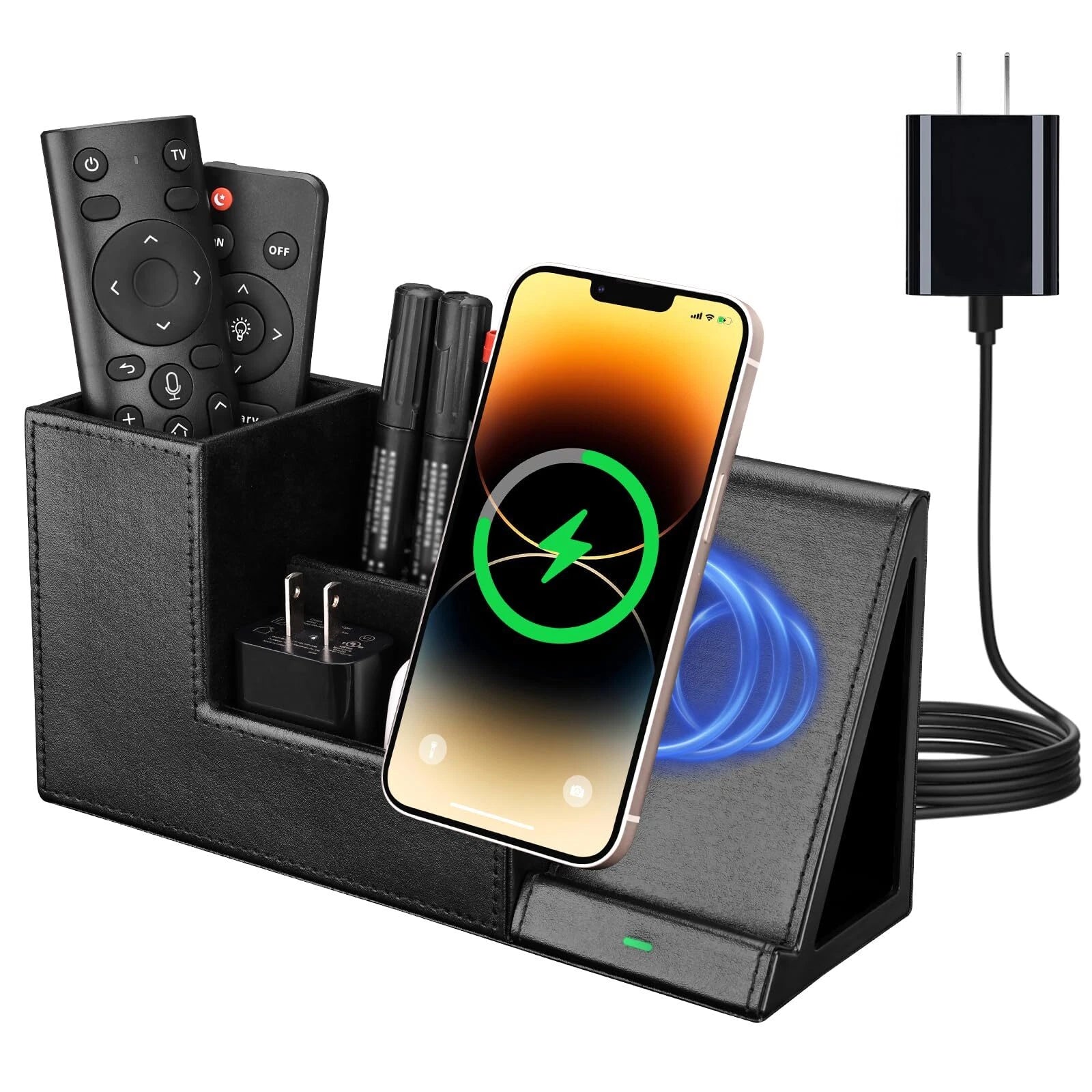 Wireless Charger with Desk Organizer, Fast Charging Station for iPhone 15 14