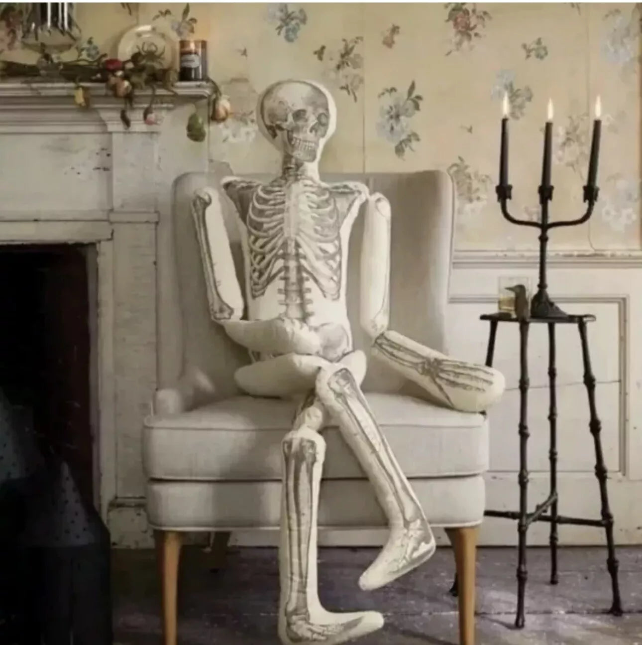 John Derian Skeleton Pillow SHOWROOM ITEM
