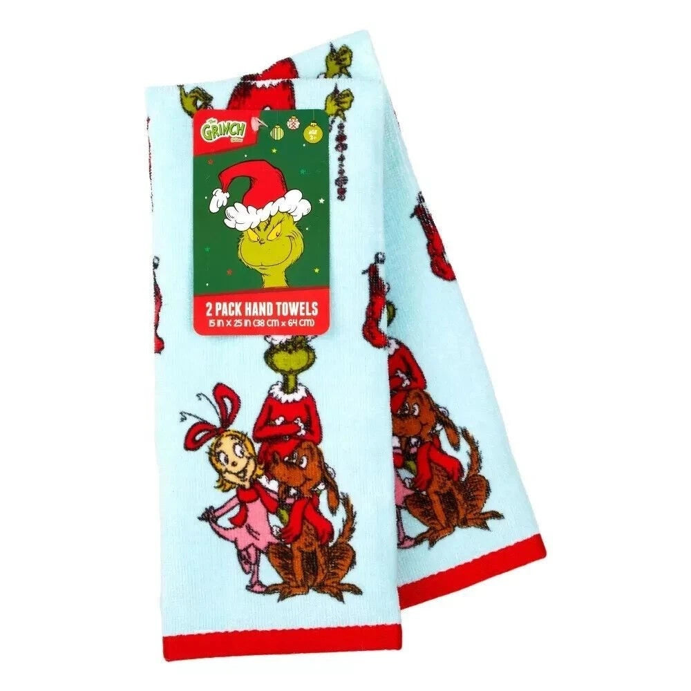 Dr. Seuss The Grinch Christmas Hand Towels 2 Pack, final cut