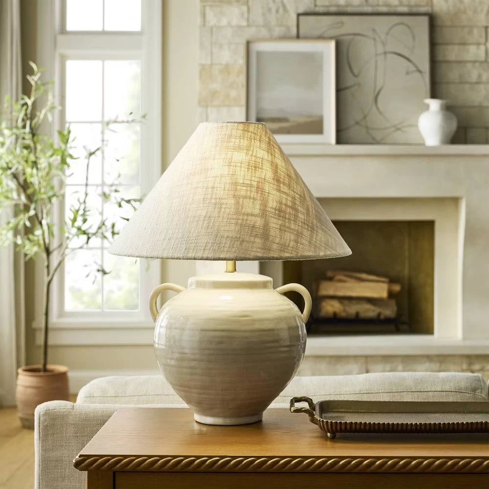 Ceramic Table Lamp with Handles Cream - Threshold designed with Studio McGee - SHOWROOM ITEM 