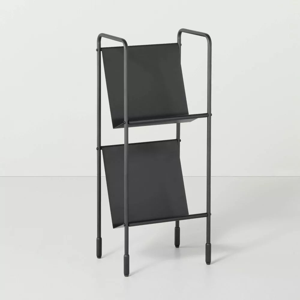Two-Tier Metal Vinyl Record Storage Rack Black – Salvage & Co Indy