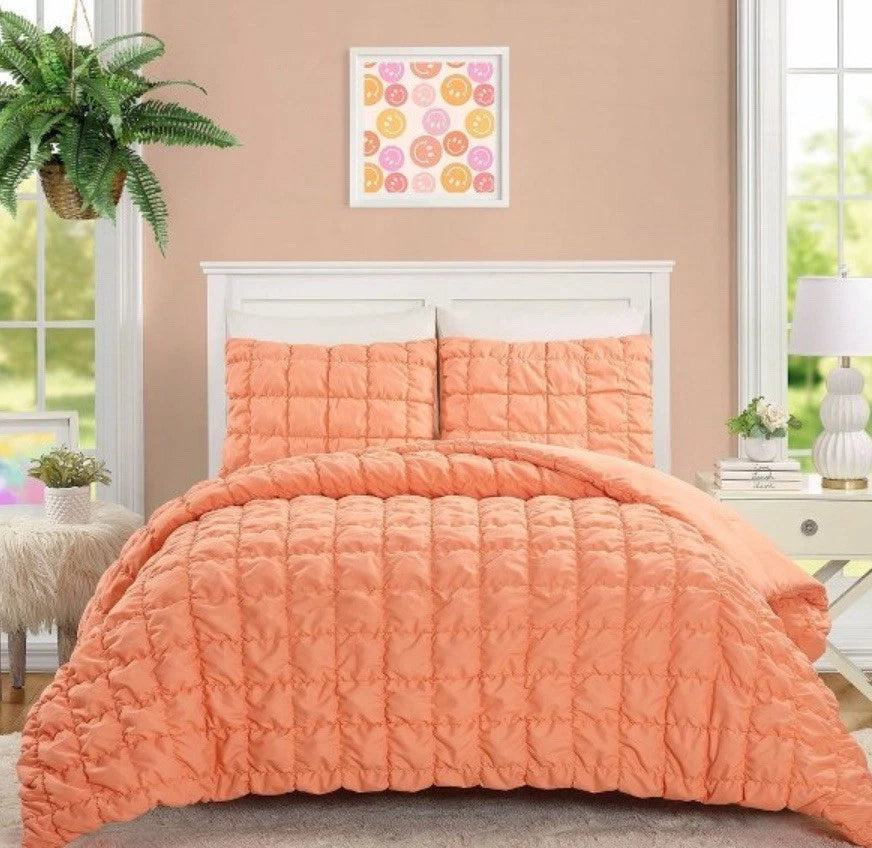 Teen Twin/Twin XL Puffy Comforter Set Peach