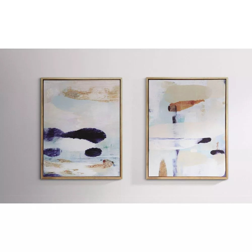Abstract Framed Wall Art Canvas Beige - Set of 2