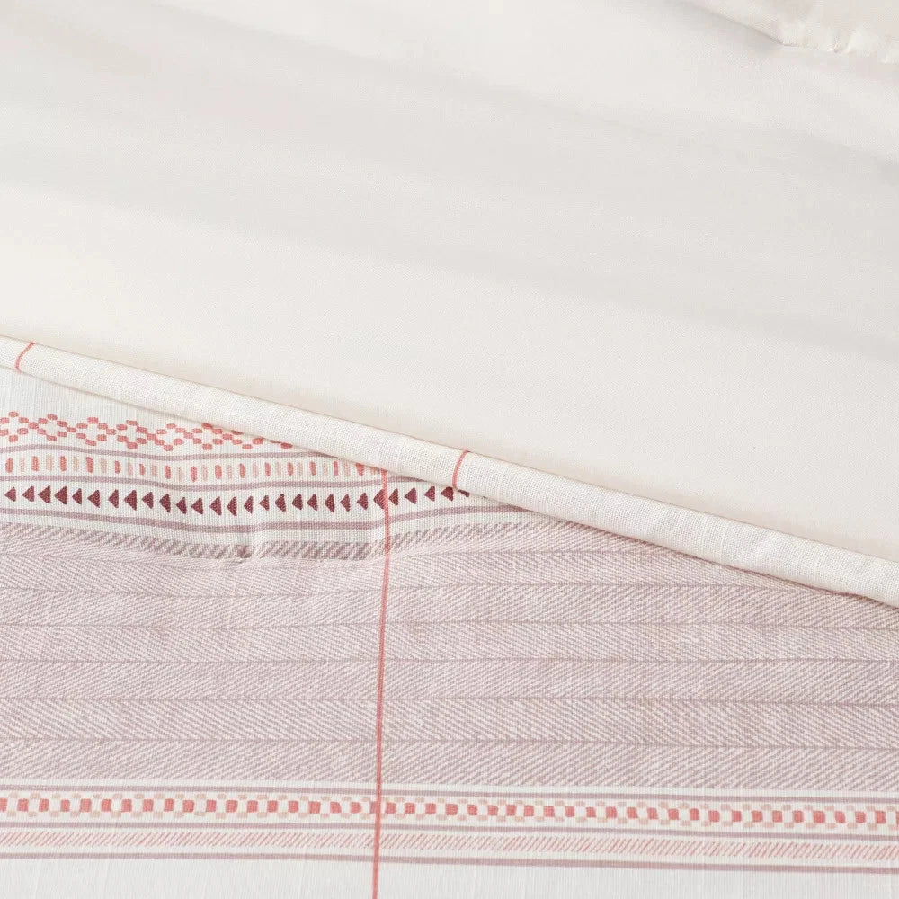 8-Piece Comforter Set Boho Striped OEKO-TEX, Mauve, King
