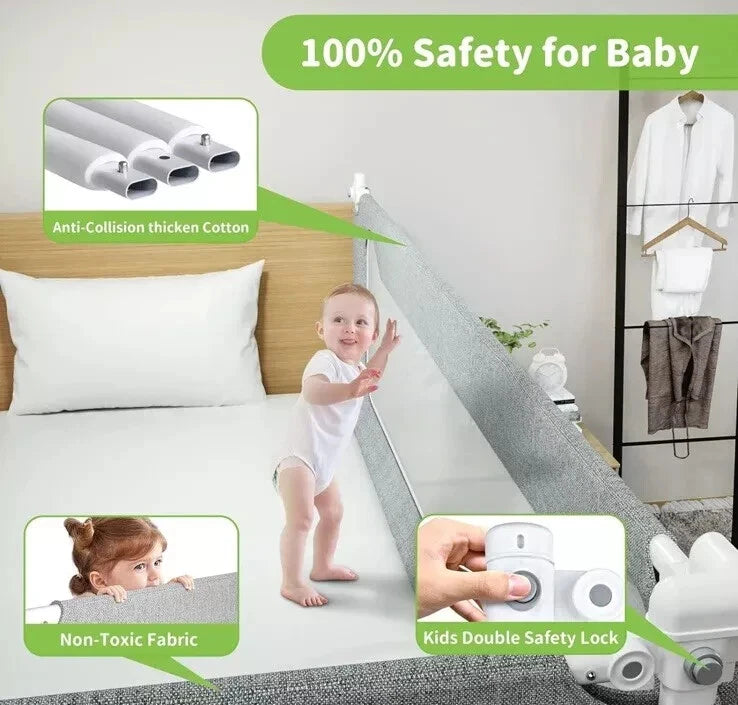Bed Rail for Toddlers/Infants Safety Bed Guardrail White Fit All Sizes - Set of 2