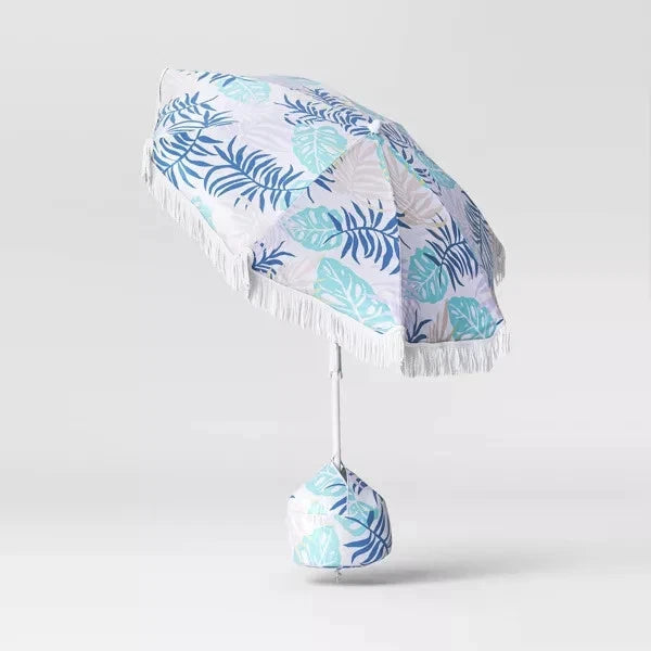Outdoor Patio Beach Umbrella with Fringe