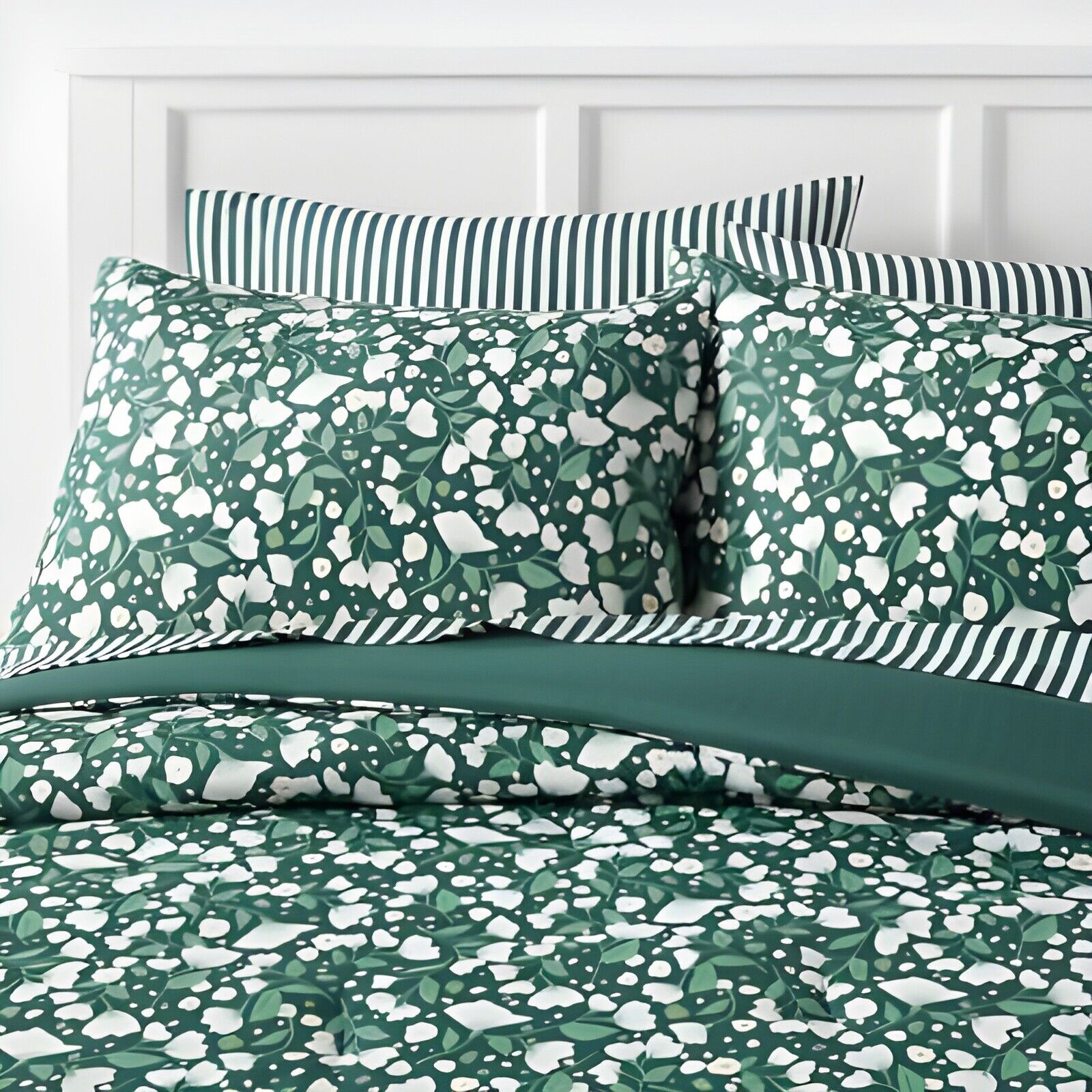 7pc Queen Floral Printed Microfiber Reversible Comforter & Sheets Set Dark