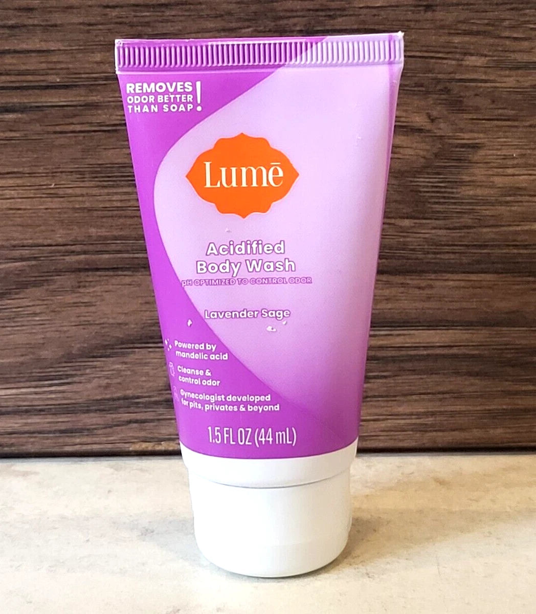 Lume Acidified Body Wash ~ Lavender Sage ~ 1.5 oz travel size, 44 ml, sealed, Final Cut