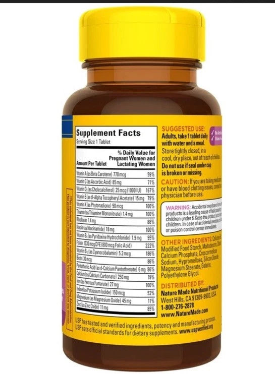 Nature Made Prenatal Folic Acid Multivitamin 50 Ct, Final Cut