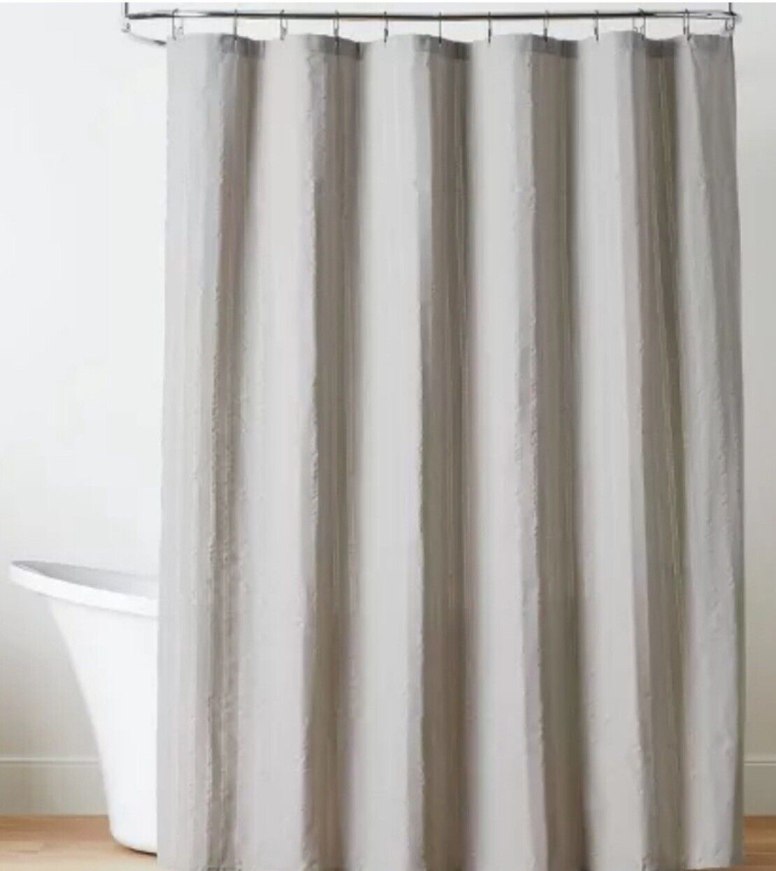 Jet Gray Dobby Crinkle Stripe Shower Curtain