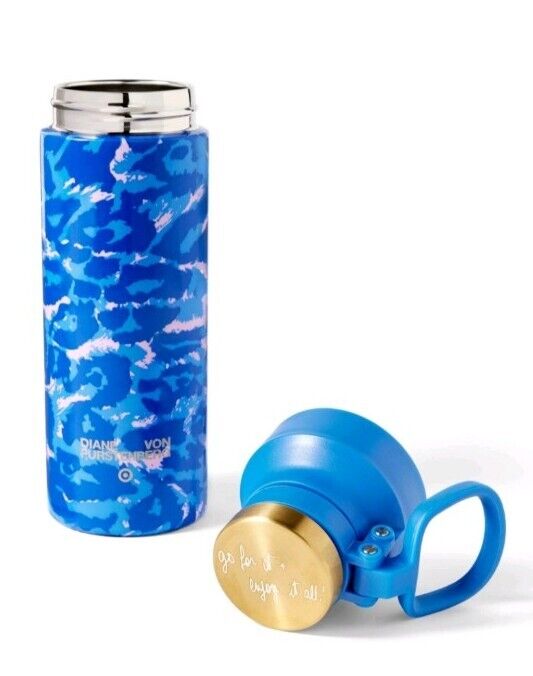 DVF Diane Von Furstenberg x Target Leopard Blue Stainless Steel Water Bottle, final cut