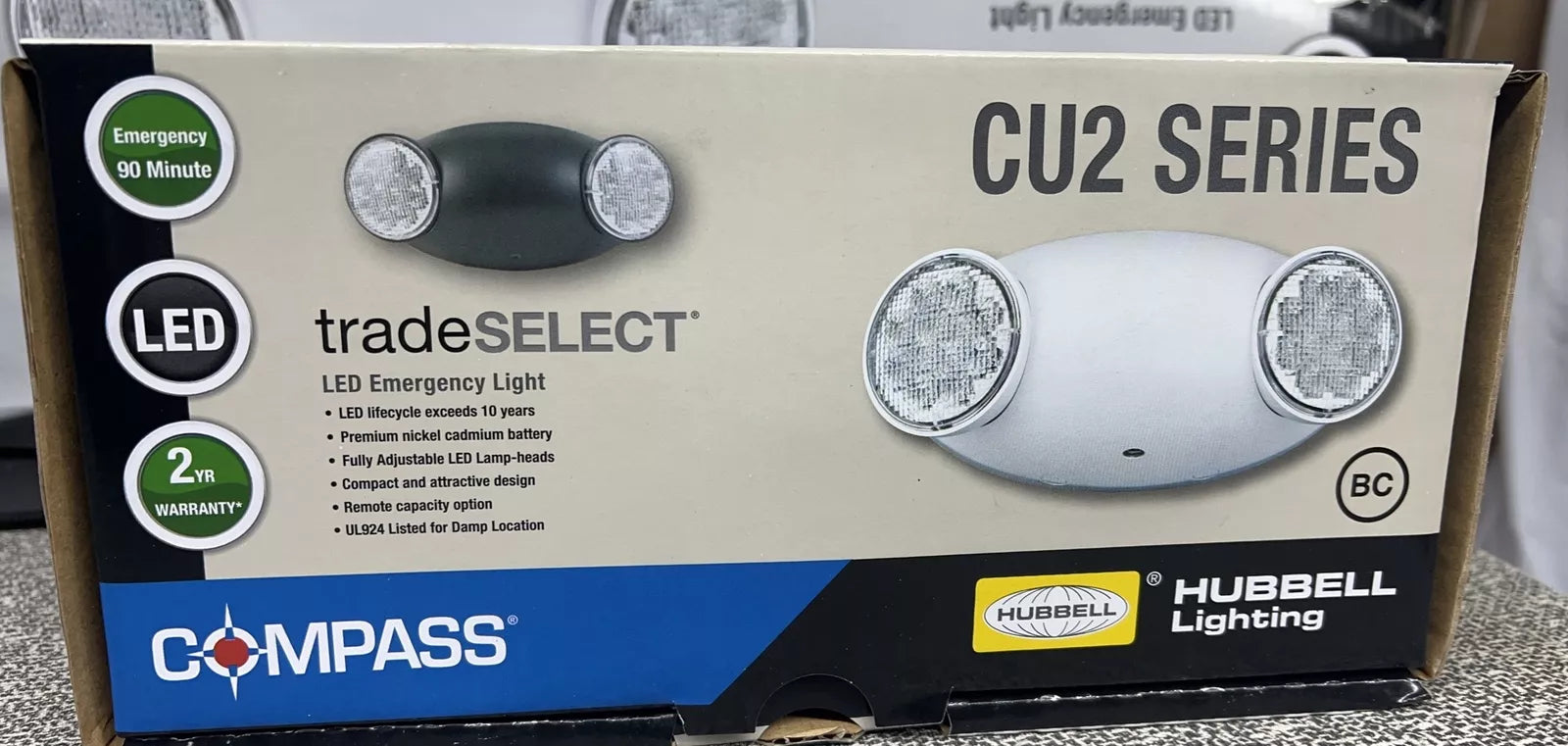 Lighting Compass CU2 Series White 2-Light LED Emergency Light