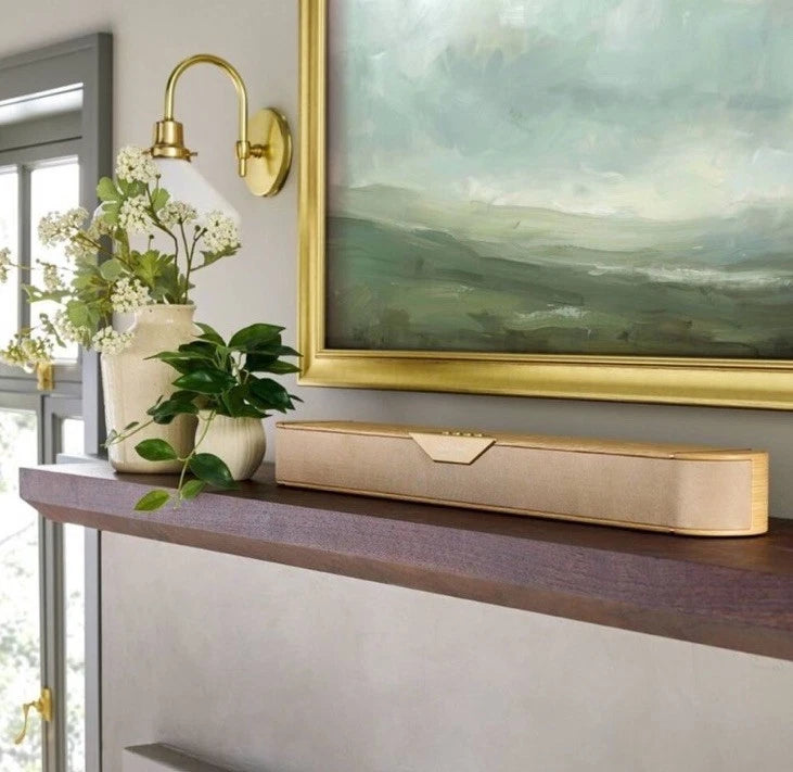 Wood & Brass Finish Dolby Digital Sound Bar Speaker