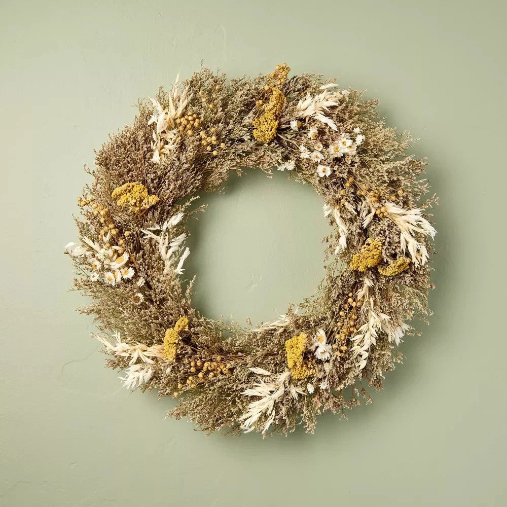 Preserved Spring Grass and Flower Wreath, final cut